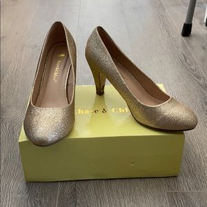 Gold sparkly heels